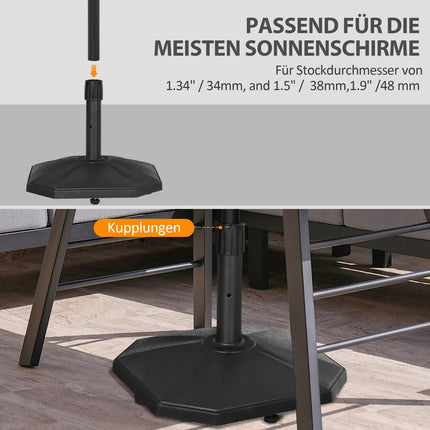 Saulessarga statīvs 22 kg, stabila saulessarga pamatne Ø32/34/38 mm kātiem, cementa pildījums, ideāli piemērots dārzam, melns, Ø46x39 cm