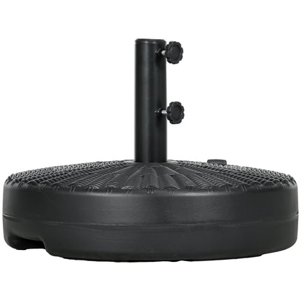 Saulessarga statīvs 29 kg, saulessarga pamatne Ø38/48 mm kātiem, rotangpalmas izskats, ideāli piemērots dārzam un balkonam, HDPE, melns, Ø51x36 cm
