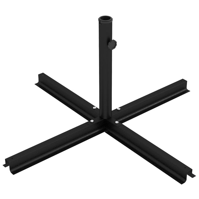 Saulessarga statīvs 4 kg, lietussarga statīvs, krusteniskais statīvs stieņa diametram Ø38 līdz 48 mm, konsoles lietussargs, melns, 100 x 100 x 75 cm