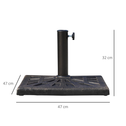 Saulessarga statīvs, lietussarga turētājs, izgatavots no sintētiskiem sveķiem, melns, 15 kg, paredzēts Ø38/48 mm, 47 x 47 x 32 cm