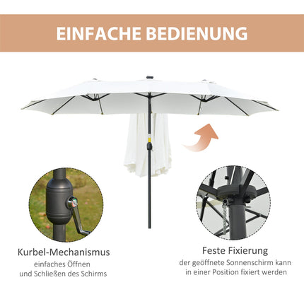 4.5 M double garden parasol with LED - Black & Cream