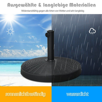 Saulessarga pamatne 22 kg, izgatavota no sintētiskiem sveķiem rotangpalmas izskatā, 52 x 36 cm, melna