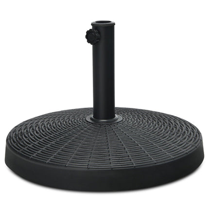 Saulessarga pamatne 22 kg, izgatavota no sintētiskiem sveķiem rotangpalmas izskatā, 52 x 36 cm, melna