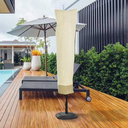 Parasol cover with zipper, durable oxford fabric, beige/coffee