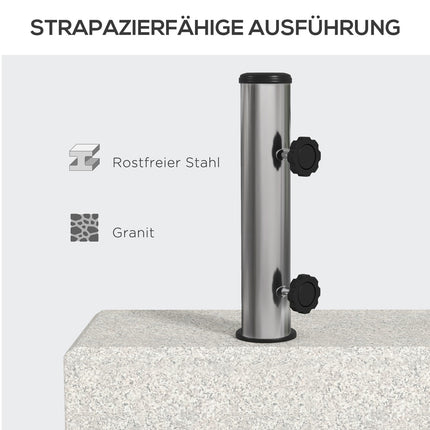 Saulessarga statīvs 25 kg pusapaļam saulessargam ar Ø 32/38/48 mm kātu, saulessarga pamatne dārzam, balkonam, granīts, pelēks 45 x 22,5 x 40 cm
