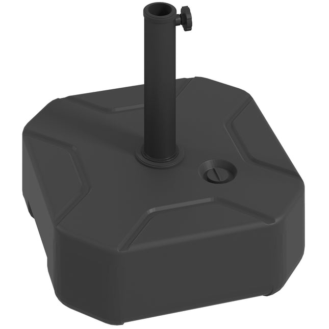 Saulessarga statīvu var piepildīt līdz 25 kg, saulessarga statīvs, kvadrātveida saulessarga turētājs, saulessarga svars, statīvs saulessargam ar caurules diametru 38/48 mm, balkonam, terasei, dārzam, melns |