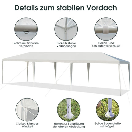 Ballīšu telts, 3 m x 9 m, ūdensnecaurlaidīga, āra lapene, balta