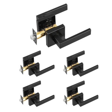 Passage Door Lever Handle, 5-Pack, Matte Black, Reversible