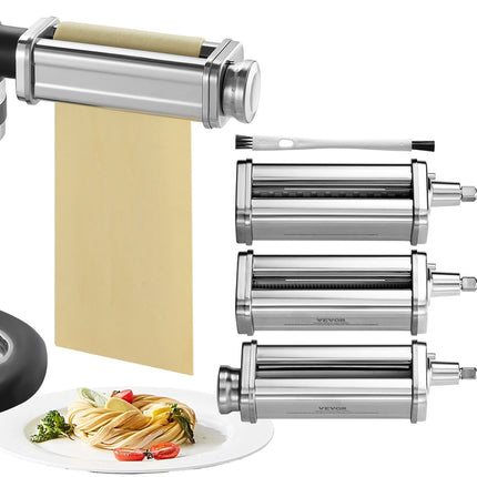 Pasta Roller Cutter Set for Stand Mixer, 3-Piece Stainless Steel