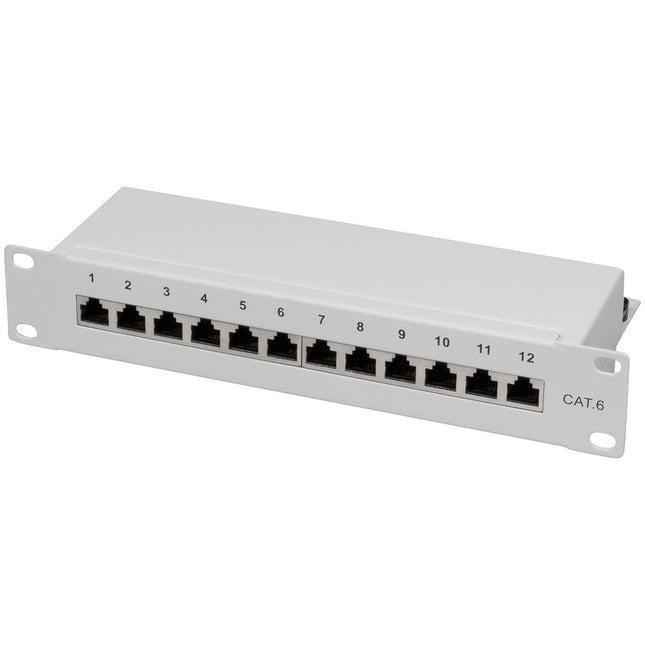 Patch panel 12-ports Cat6 for 10" rack U1 Grey