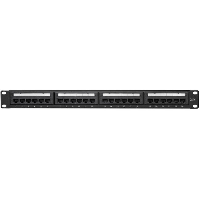 Patch panel 24-ports Cat6 for 19" rack U1 Black