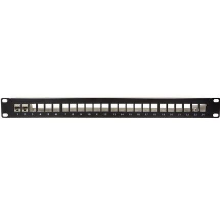 Patch panel for 24 Keystone sockets for 19" rack U1 Black