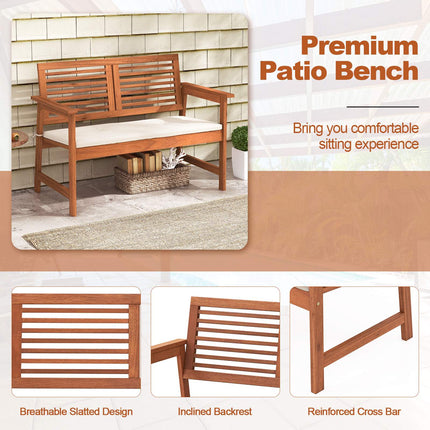 Terases sols, masīvkoks, divvietīgs, atzveltne, spilvens