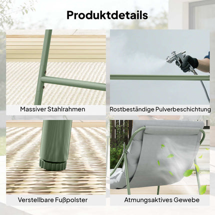 Terases mēbeļu komplekts - 2 krēsli, galds, tērauda rāmis