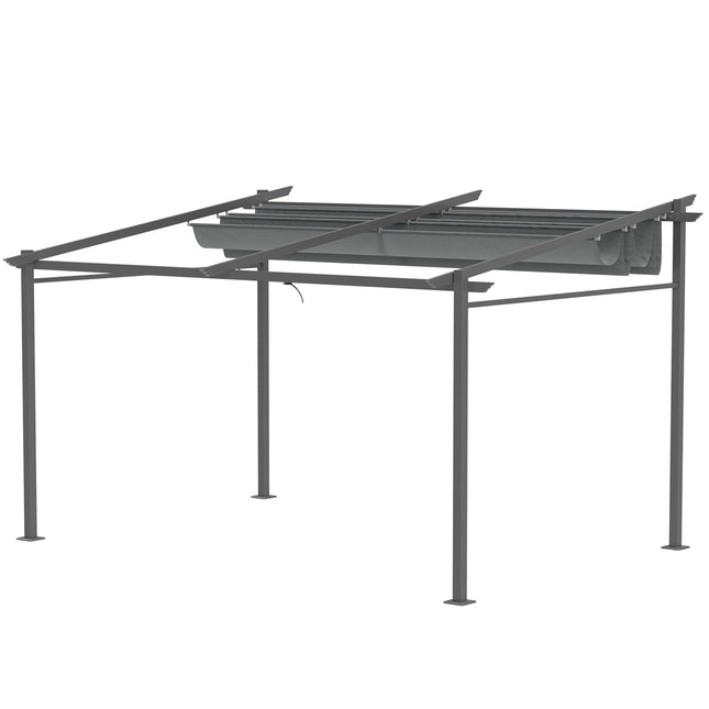 Terases jumta pergola aptuveni 4x3m terases jumta dārza paviljons alumīnijs, stiprināms pie sienas, dārza paviljons ar regulējamu jumtu, UV aizsardzība, saules aizsardzība terasei un dārzam, tumši pelēka