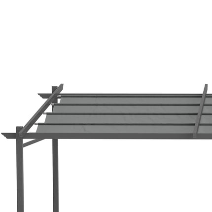 Terases jumta pergola aptuveni 4x3m terases jumta dārza paviljons alumīnijs, stiprināms pie sienas, dārza paviljons ar regulējamu jumtu, UV aizsardzība, saules aizsardzība terasei un dārzam, tumši pelēka