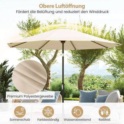 Terases saulessargs 300 cm ar saules enerģijas LED gaismām, 9 režīmi