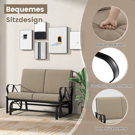 Terases sols ar spilveniem, krāsota metāla rāmis, izliekti roku balsti, ergonomisks dizains, brūns