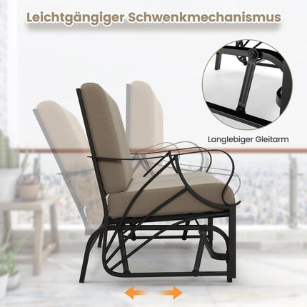 Terases sols ar spilveniem, krāsota metāla rāmis, izliekti roku balsti, ergonomisks dizains, brūns