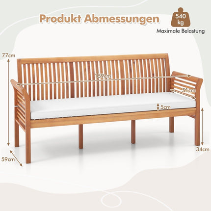 Terases koka sols ar mīkstiem sēdekļa spilveniem un ergonomisku atzveltni, āra sols