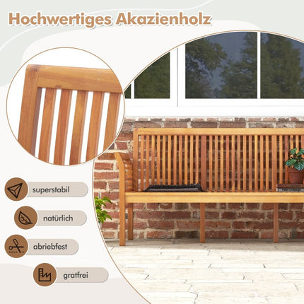 Terases koka sols ar mīkstiem sēdekļa spilveniem un ergonomisku atzveltni, āra sols