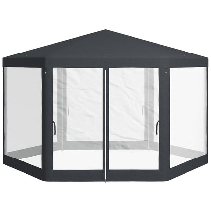 Hexagonal 4x4m pavilion, polyester & metal, with mosquito net