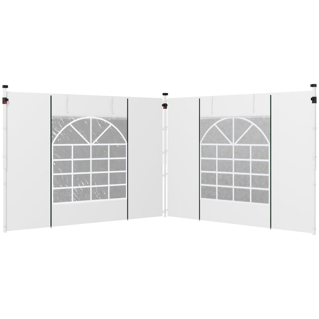 Paviljona sānu paneļu komplekts ar 2 sānu sienām ar logu un durvīm 3x3/3x6 m ballīšu teltij, Oksfordas stilā, balts