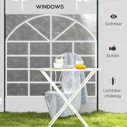 Party tent side panels with window & door, 3x3/3x6 m, White