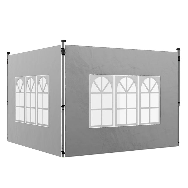 Paviljona sānu sienu komplekts, 3x3/3x4m, ūdensizturīgs, gaiši pelēks