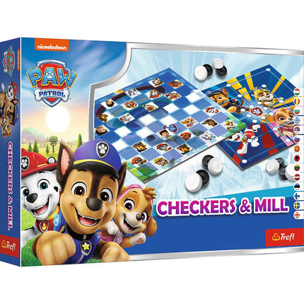Ķepu patruļas dambrete un dzirnavas galda spēles komplekts bērniem