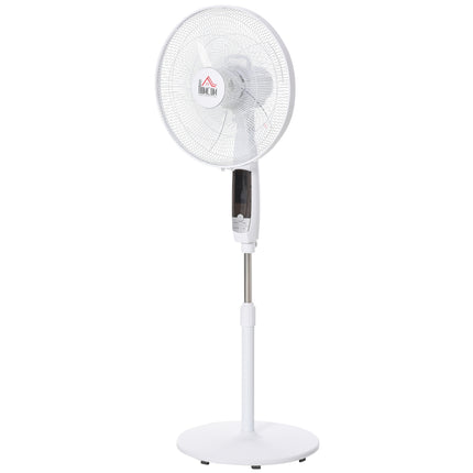 Pjedestāla ventilators 138 cm balts ventilators ar taimeri, tālvadības pulti, regulējams augstums, 3 ātrumi, tērauda