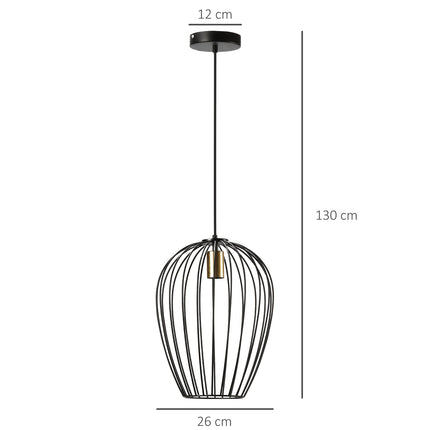 Kulona Lampa, Moderna Piekaramā Lampa Birojam, Dzīvojamā Istaba, Ēdamistaba, Metāls, Melna, Ø26 X 130 Cm
