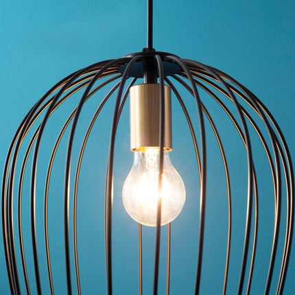 Kulona Lampa, Moderna Piekaramā Lampa Birojam, Dzīvojamā Istaba, Ēdamistaba, Metāls, Melna, Ø26 X 130 Cm