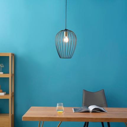 Kulona Lampa, Moderna Piekaramā Lampa Birojam, Dzīvojamā Istaba, Ēdamistaba, Metāls, Melna, Ø26 X 130 Cm