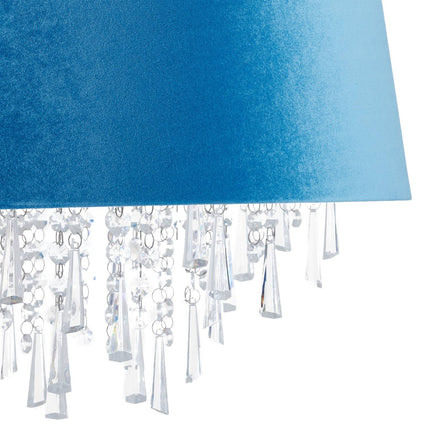 Pendant lamp in crystal with shade in velvet