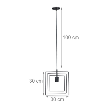 Piekaramā lampa, kvadrātveida, melna