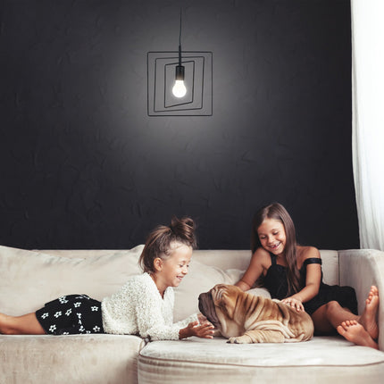 Piekaramā lampa, kvadrātveida, melna