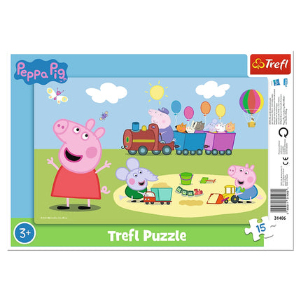 Peppa Pig puzle, 15 gabali, ierāmēta ērtai izlikšanai