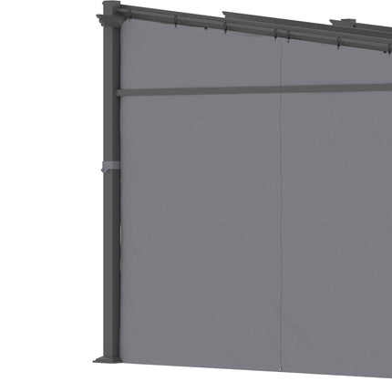 Pergola 2,97x2,95 m, ūdeni atgrūdoša dārza nojume ar saules nojumi un sānu paneļiem, poliesters, tumši pelēka