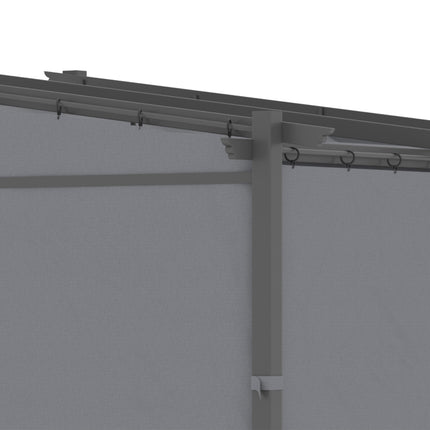 Pergola 2,97x2,95 m, ūdeni atgrūdoša dārza nojume ar saules nojumi un sānu paneļiem, poliesters, tumši pelēka