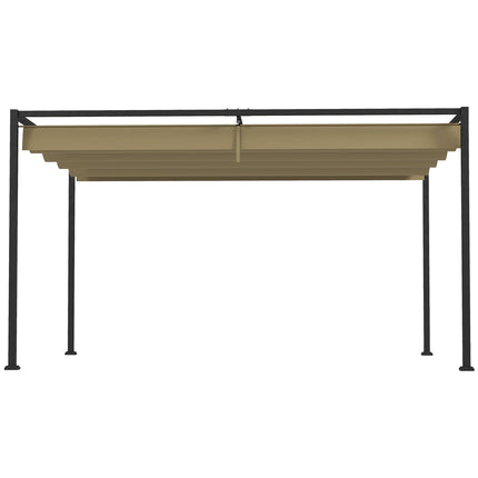 Pergola 3x2m dārza paviljons, terases jumts no metāla, dārza paviljons ar regulējamu jumtu, brīvi stāvošs, saules aizsardzība terasei un dārzam, haki krāsā