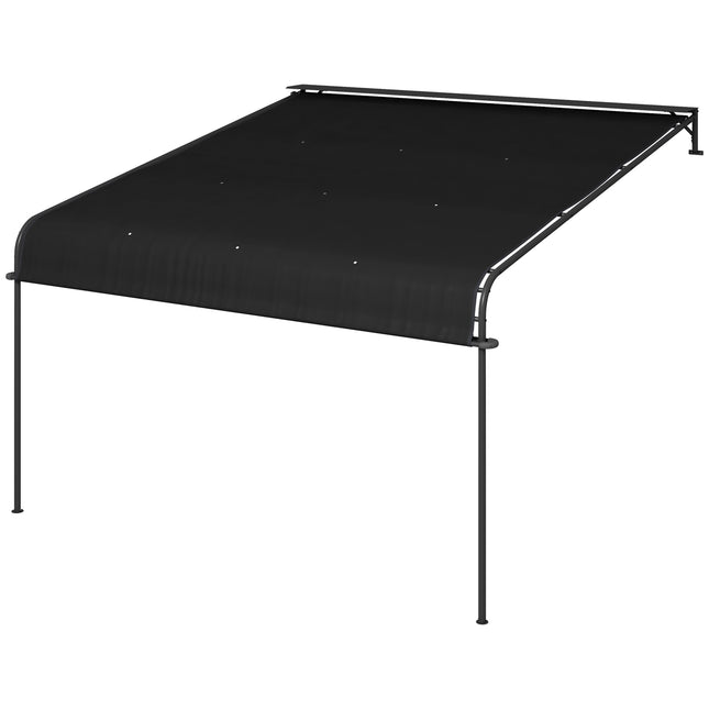 Pergola 4x3m laikapstākļiem izturīga terases nojume, stiprināma pie sienas, regulējams jumts, tērauds, tumši pelēka