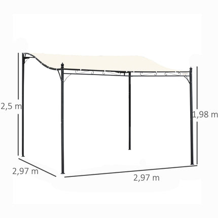 Pergola dārza lapenes nojumes telts, metāla, krēmkrāsas, 297x297 cm