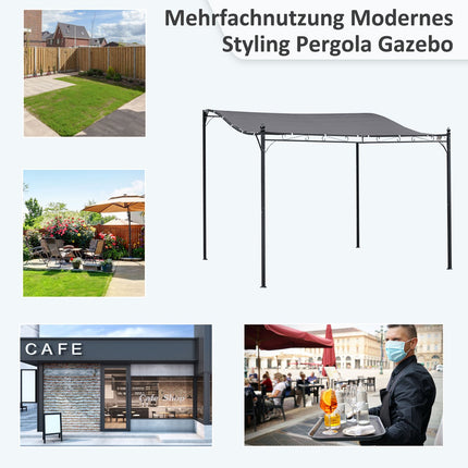 Pergola dārza lapene, lapenes nojume, metāla, pelēka, 297x297 cm
