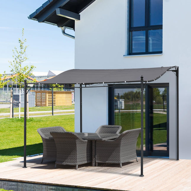 Pergola dārza lapene, lapenes nojume, metāla, pelēka, 297x297 cm