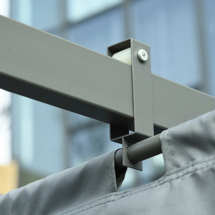Pergola lapene ar regulējamu auduma jumtu, izturīga pret laikapstākļiem, 3,6x3x2,27 m, tērauds, pelēka