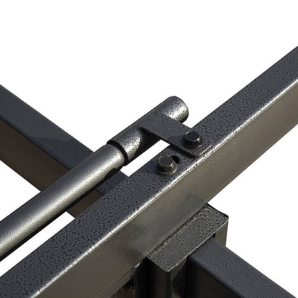 Pergola ūdensizturīga dārza lapene 3 x 3 m terases nojume ar bīdāmu jumtu, UV aizsardzība dārzam, metāls, melna + pelēka