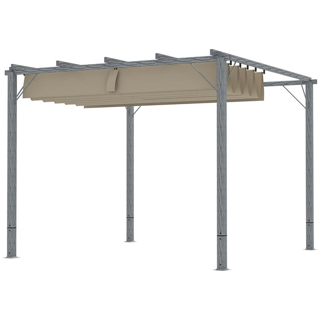 Pergola aptuveni 3x3m dārza paviljons ar magnētisko paliktni, terases jumts no alumīnija, dārza paviljons ar regulējamu jumtu, brīvi stāvošs, UV aizsardzība 30+, terasei un dārzam, pelēks