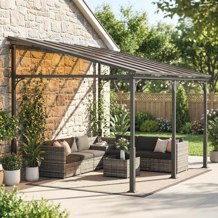 Pergola ar polikarbonāta jumtu, metāla rāmis, 400x300 cm