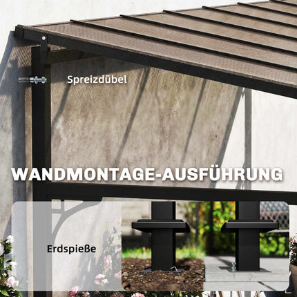 Pergola ar polikarbonāta jumtu, metāla rāmis, 400x300 cm
